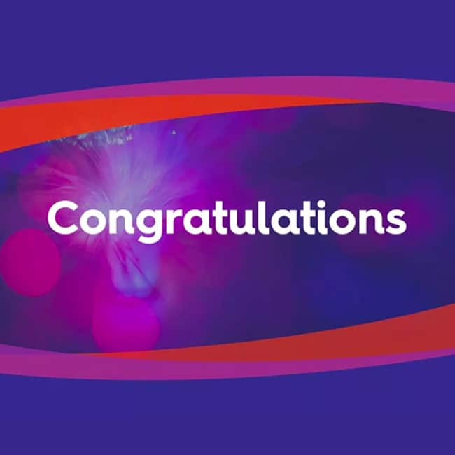 Congratulations on a purple and red background