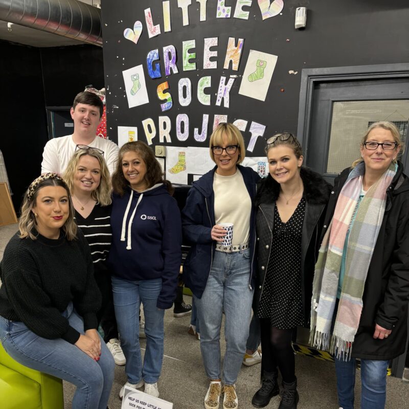 SSCL Comms team volunteering at Little Green Socks Project.