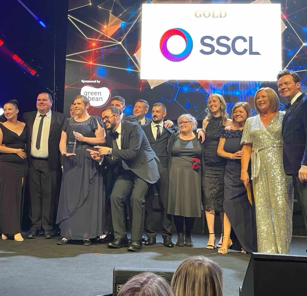 SSCL team on stage at UK National Contact Centre Awards 2024.