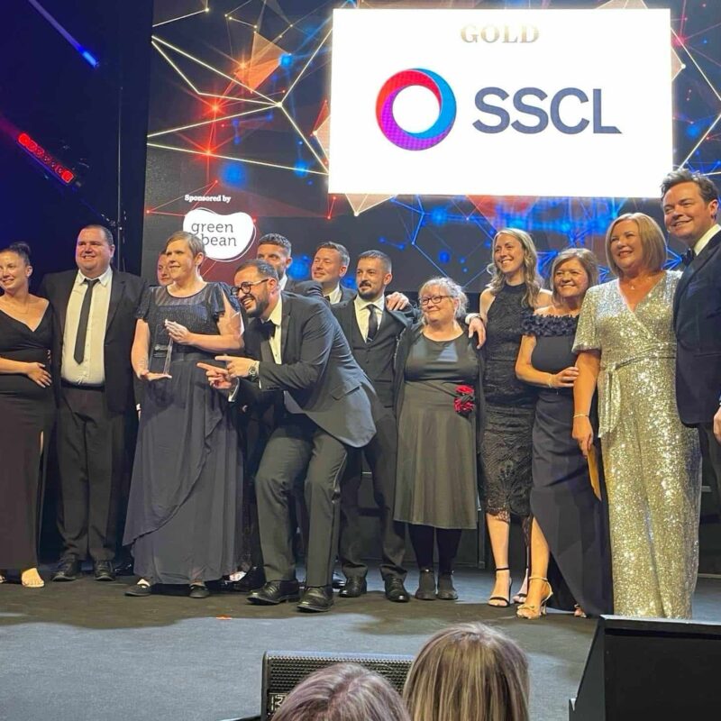 SSCL team on stage at UK National Contact Centre Awards 2024.