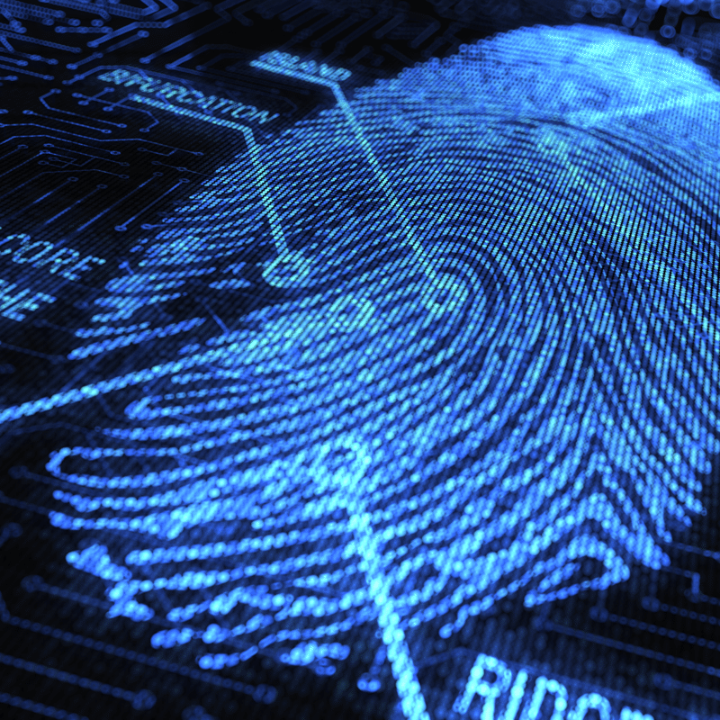 Blue digital fingerprint.